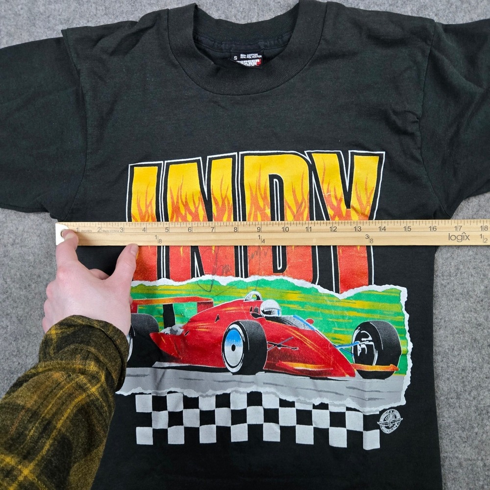 Vintage Indy Car Racing T Shirt Mens Small Black 90s Single Stitch USA Signed - Picture 9 of 13